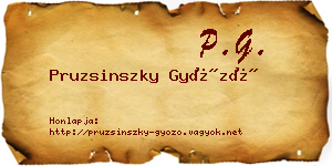 Pruzsinszky Győző névjegykártya